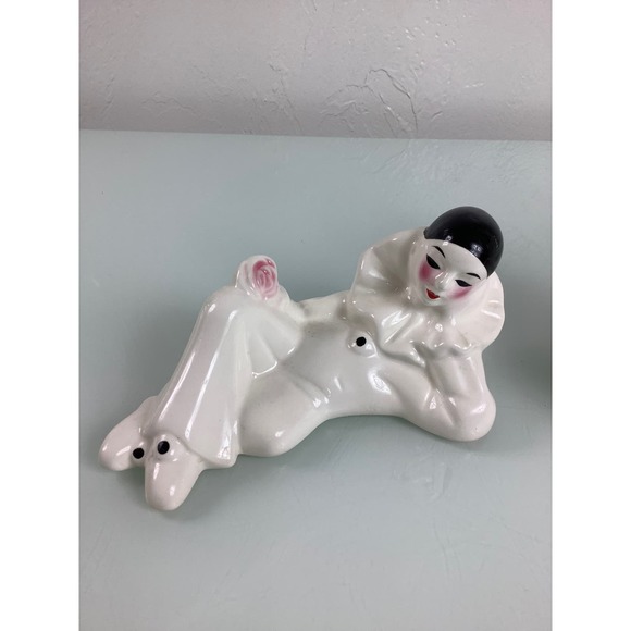Vintage Pierrot Harlequin Clown Black & White Ceramic figures * - Picture 2 of 12